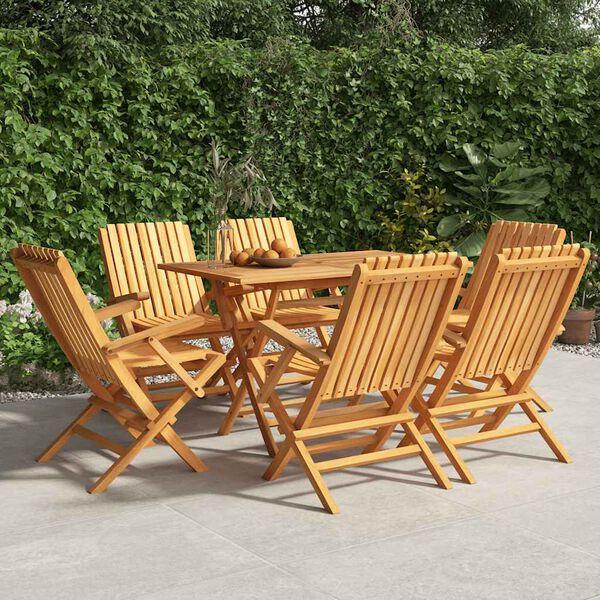 vidaXL كراسي حديقة قابلة للطي 6 ق 61x67x90 سم خشب ساج صلب