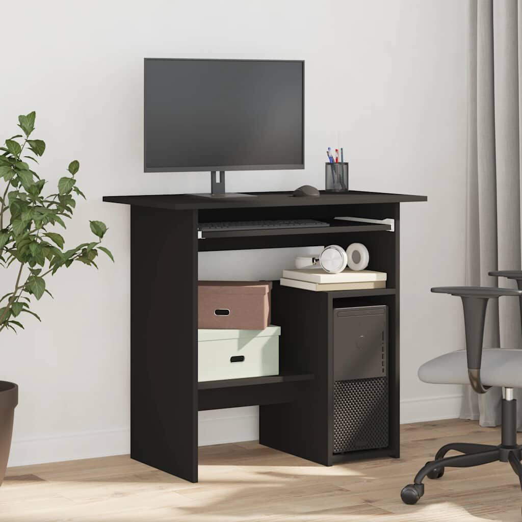 vidaXL مكتب لون أسود 80×45×74 سم خشب صناعي