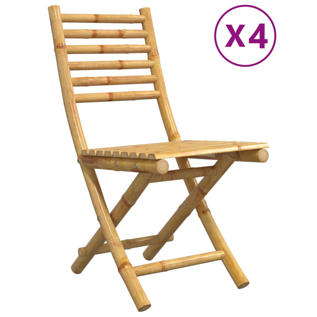 vidaXL كراسي حديقة قابلة للطي 4 قطع 88x54x43 سم خيزران