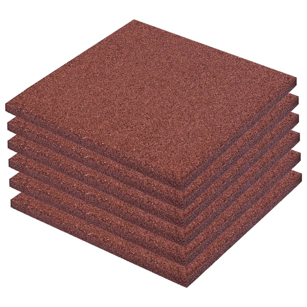 vidaXL بلاط الحماية من السقوط 6 ق مطاط 50×50×3 أحمر