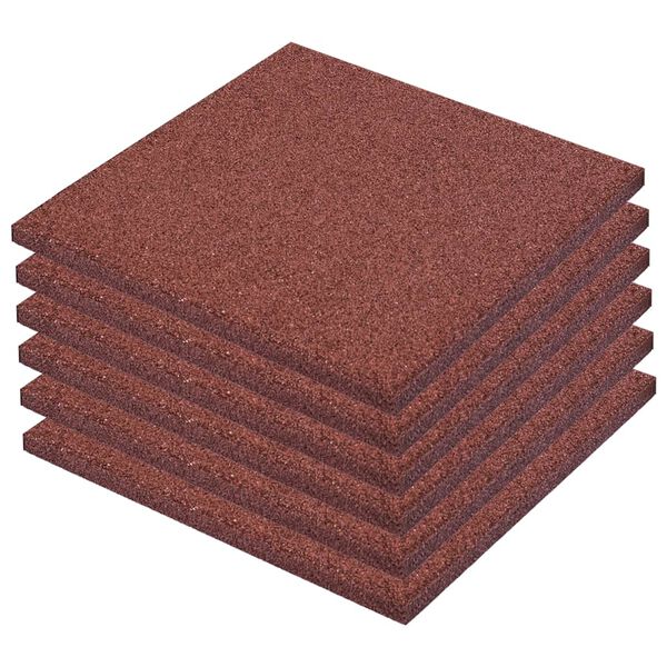 vidaXL بلاط الحماية من السقوط 6 ق مطاط 50×50×3 أحمر