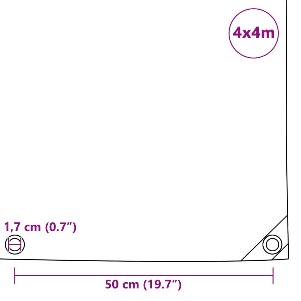 vidaXL قماش مشمع 650 جم/م² 4×4 م رمادي