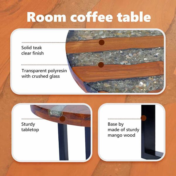 vidaXL طاولة قهوة خشب ساج وراتنج 60 سم