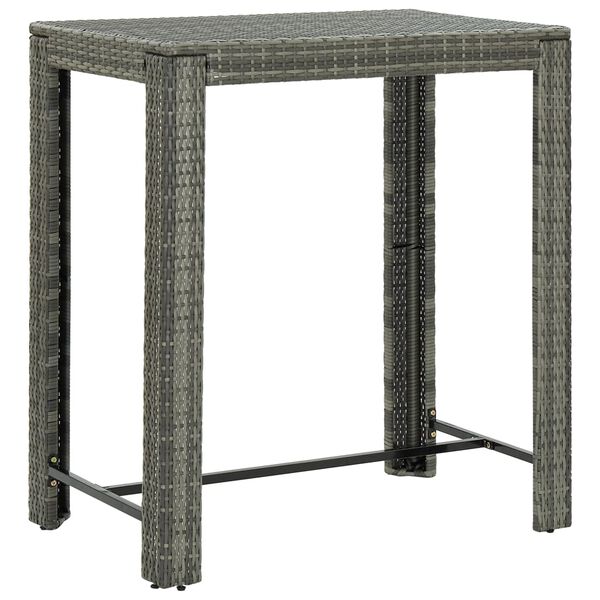vidaXL طاولة بار للحديقة رمادي 100×60.5×110.5 سم بولي روطان