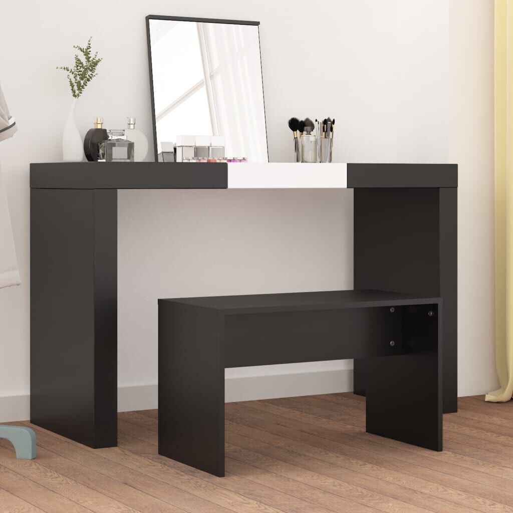 vidaXL كرسي تسريحة أسود 70×35×45 سم خشب صناعي