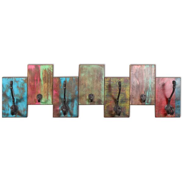 vidaXL حامل معاطف مع 7 خطافات خشب صلب مستصلح