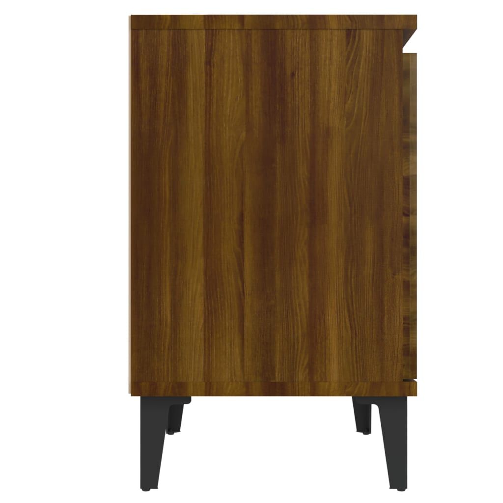 vidaXL خزانة سرير بأرجل معدنية أوك بني 40×30×50 سم