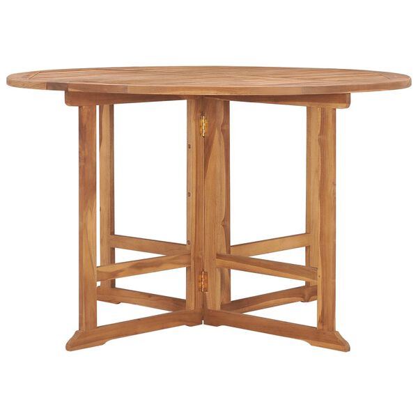 318479 vidaXL طاولة سفرة حديقة قابلة للطي قطر 110x75 سم خشب ساج صلب
