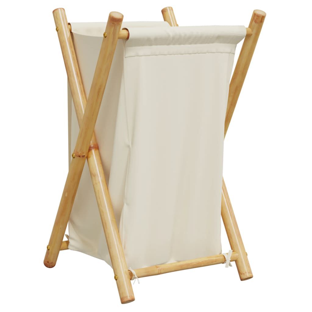 vidaXL سلة غسيل لون أبيض كريمي 63,5x36x41,5 سم خيزران