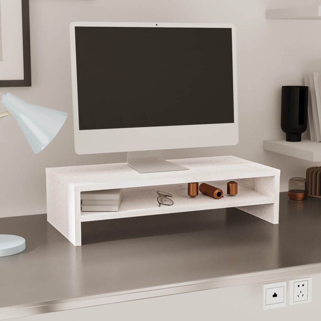 vidaXL حامل شاشة لون أبيض 13x24x50 سم خشب صنوبر صلب