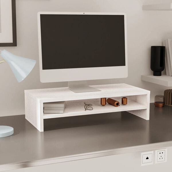 vidaXL حامل شاشة لون أبيض 13x24x50 سم خشب صنوبر صلب