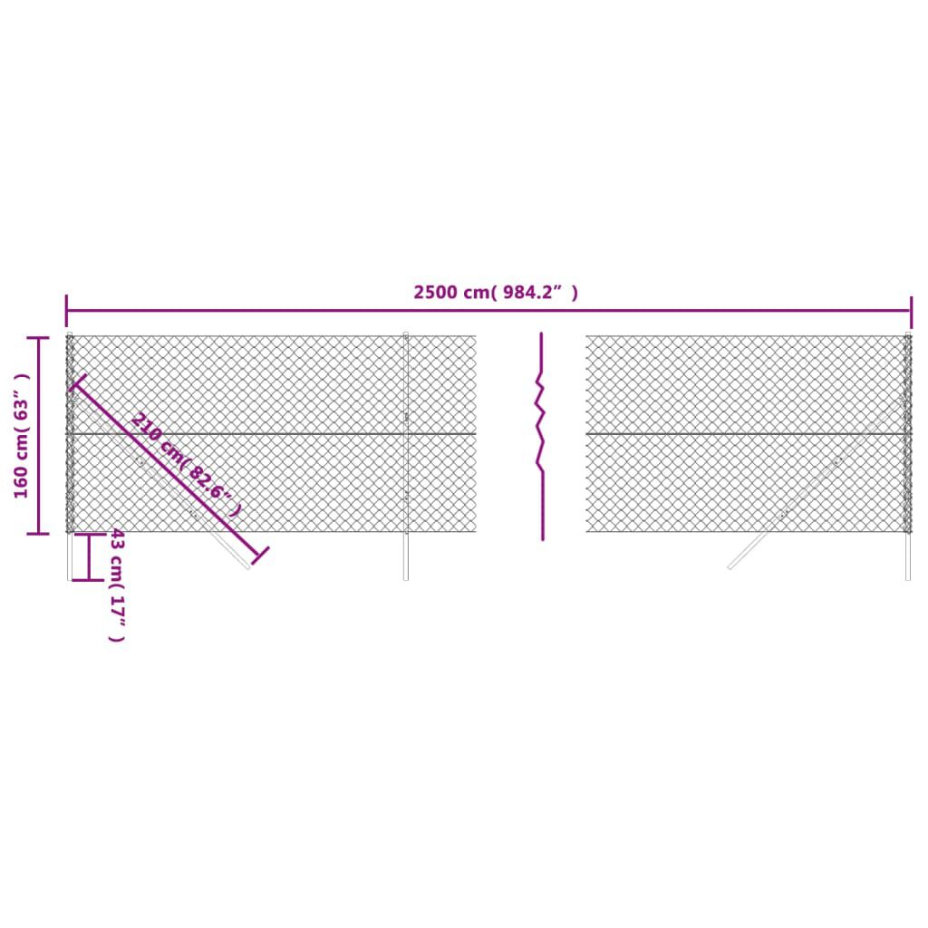vidaXL سياج شبكي لون أخضر 1,6×25 م