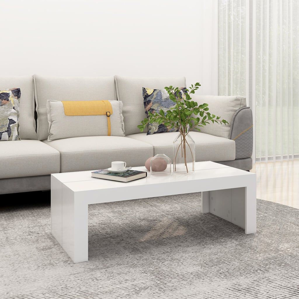vidaXL طاولة قهوة أبيض 110×50×35 سم خشب صناعي