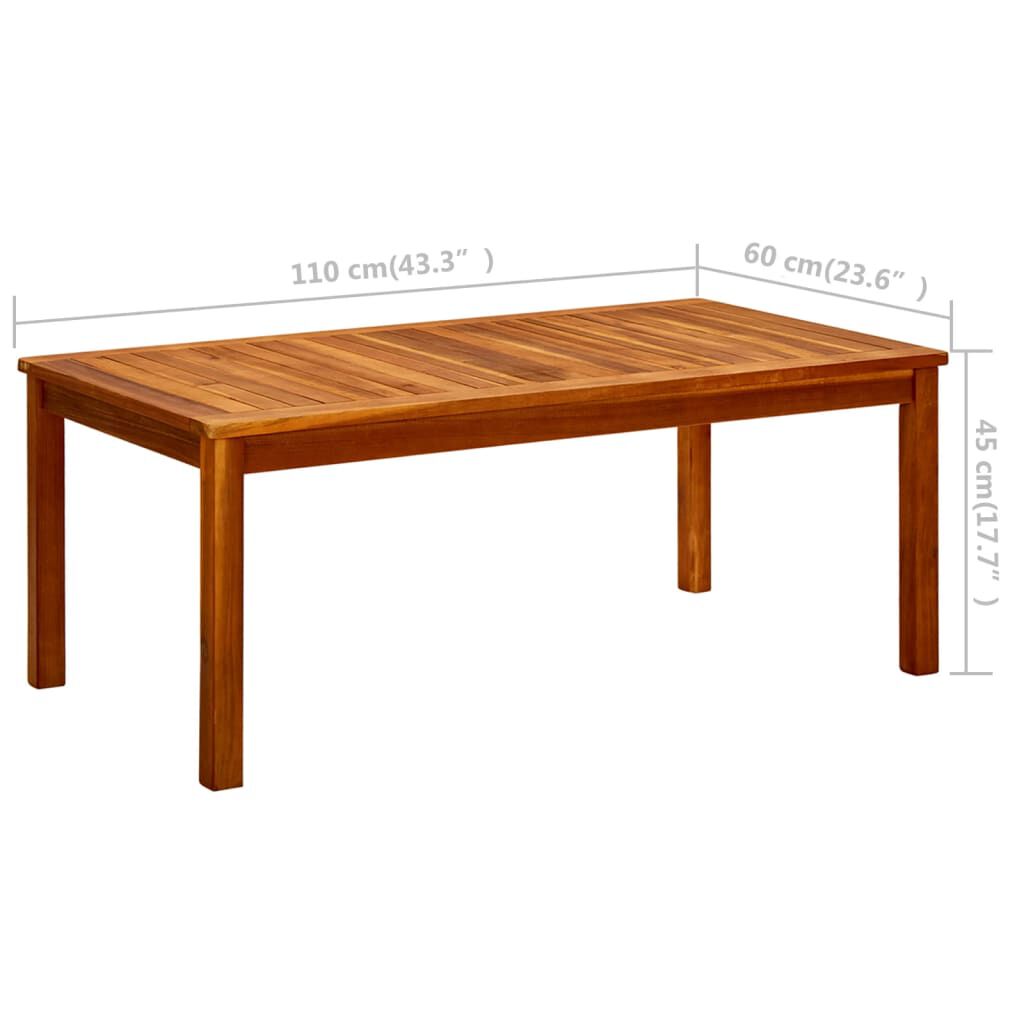 vidaXL طاولة قهوة للحديقة 110×60×45 سم خشب أكاسيا صلب