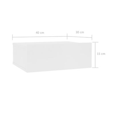vidaXL منضدة سرير عائمة 2 ق أبيض 40×30×15 سم خشب مضغوط