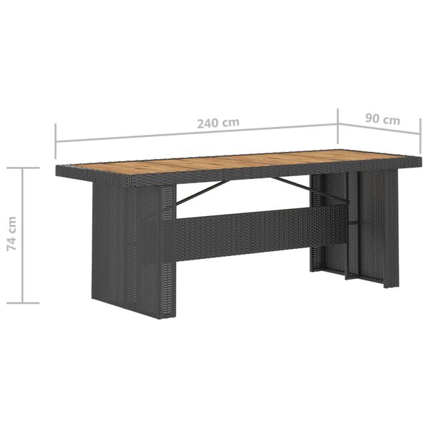 vidaXL طقم سفرة خارجي 11 ق مع وسائد بولي روطان أسود