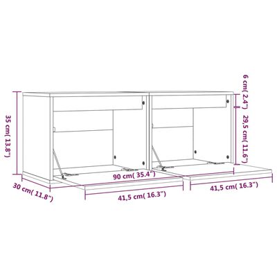 vidaXL خزانات حائط 2ق لون أبيض 35x30x45 سم خشب صنوبر صلب