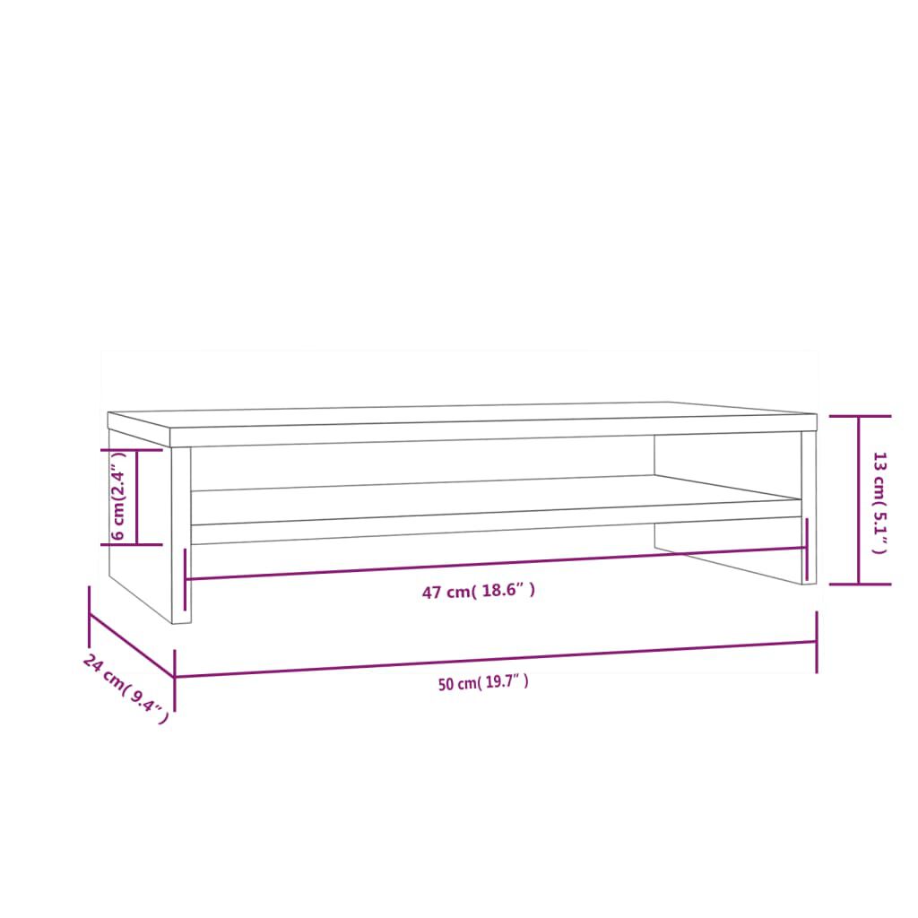 vidaXL حامل شاشة لون أبيض 13x24x50 سم خشب صنوبر صلب
