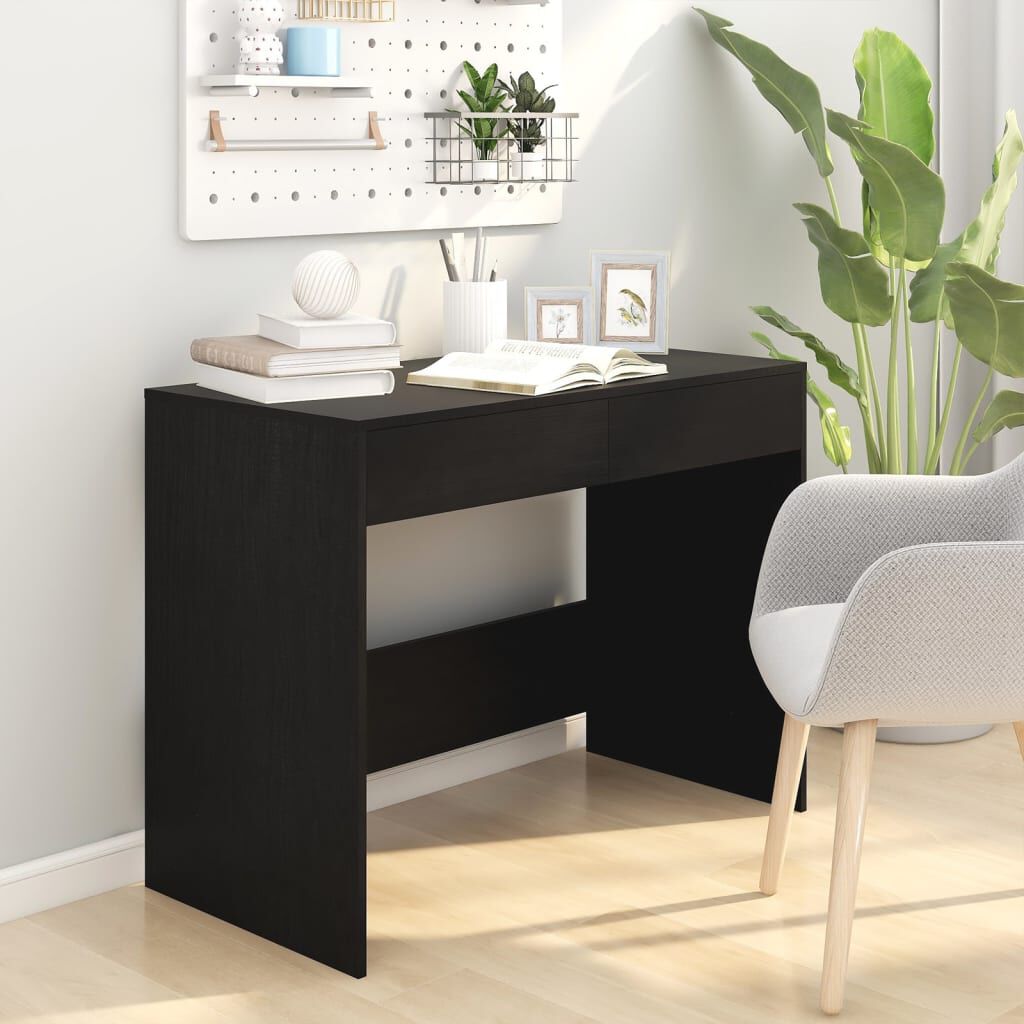 vidaXL مكتب لون أسود 101×50×76,5 سم خشب صناعي