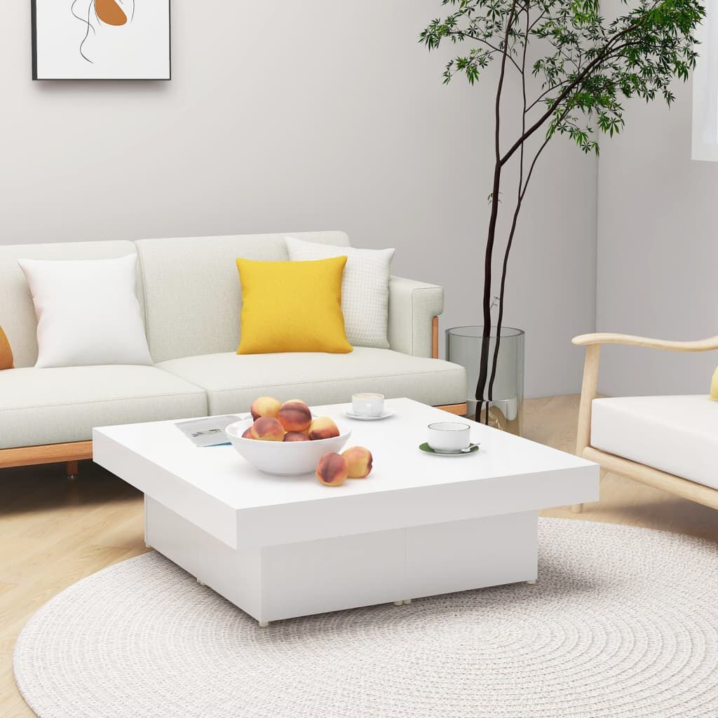 806912 vidaXL طاولة قهوة 90x90x28 سم خشب صناعي أبيض