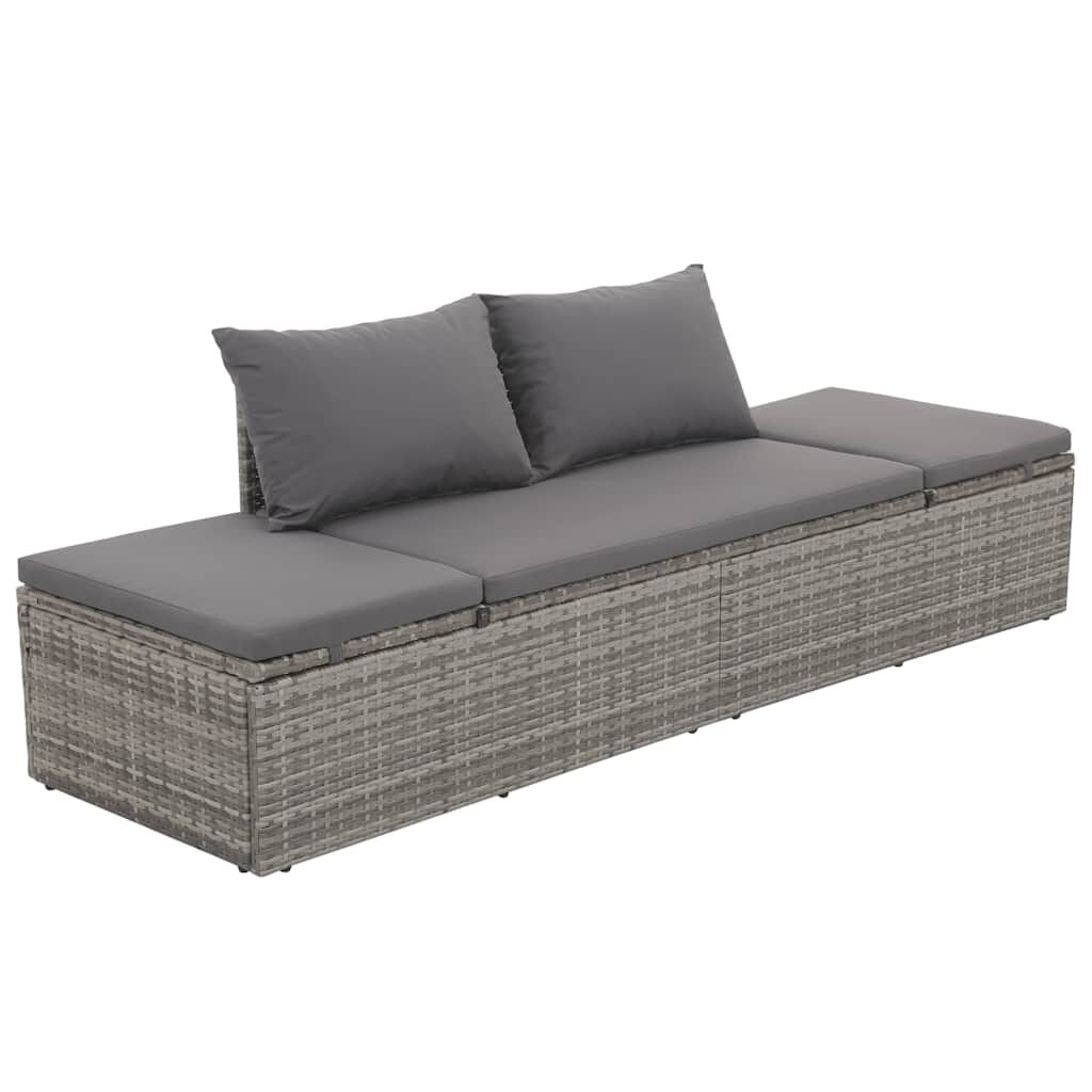 vidaXL سرير حديقة رمادي 195×60 سم بولي روطان