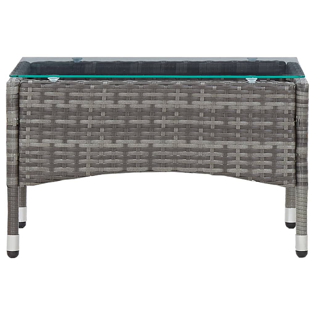 vidaXL طاولة قهوة رمادي 60×40×36 سم بولي روطان
