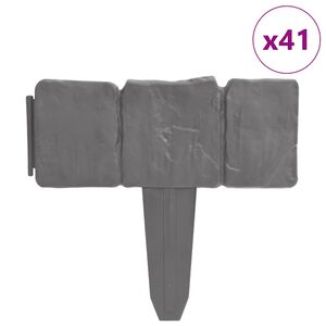 vidaXL سياج حديقة / سياج مرج بلاستيك مظهر حجري 41 قطعة 10 م
