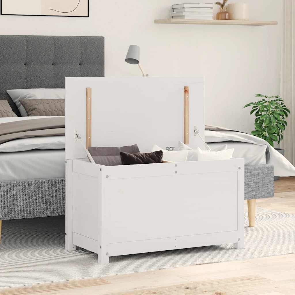 vidaXL صندوق تخزين لون أبيض 45,5x40x80 سم خشب صنوبر صلب