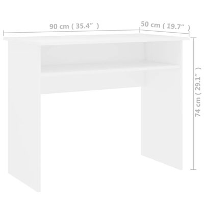 vidaXL مكتب أبيض 90×50×74 سم خشب حبيبي