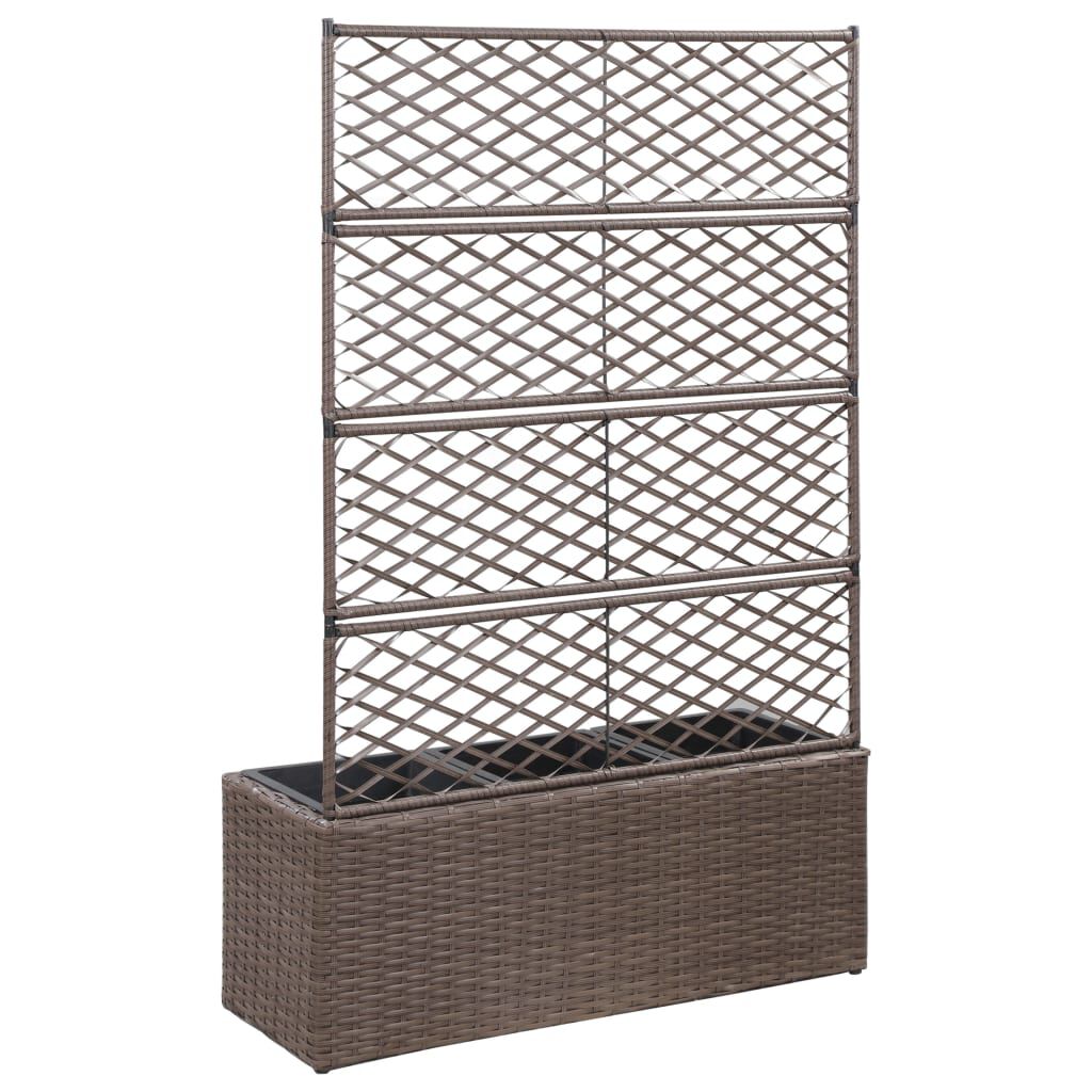 حوض تعريشة زراعي مرتفع مع 3 أصائص 130x30x83 سم بولي روطان بني
