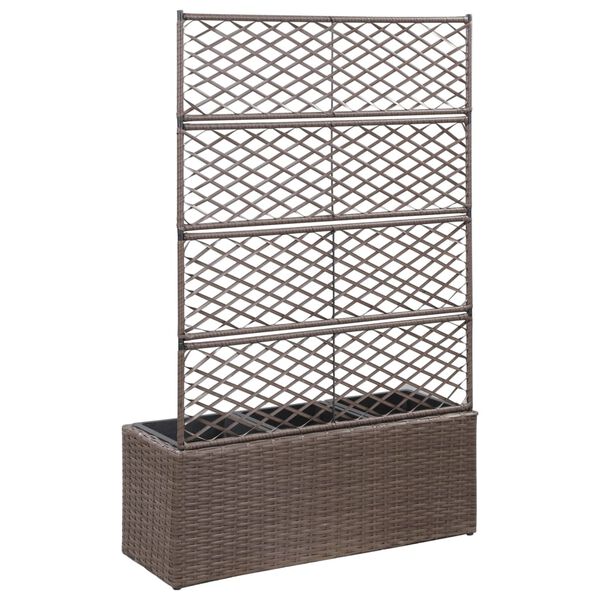 حوض تعريشة زراعي مرتفع مع 3 أصائص 130x30x83 سم بولي روطان بني