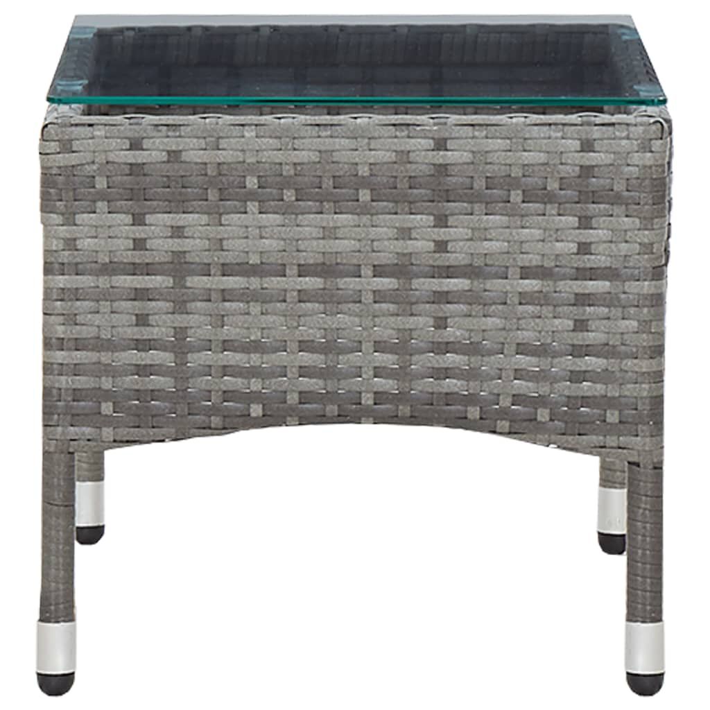 vidaXL طاولة قهوة رمادي 60×40×36 سم بولي روطان