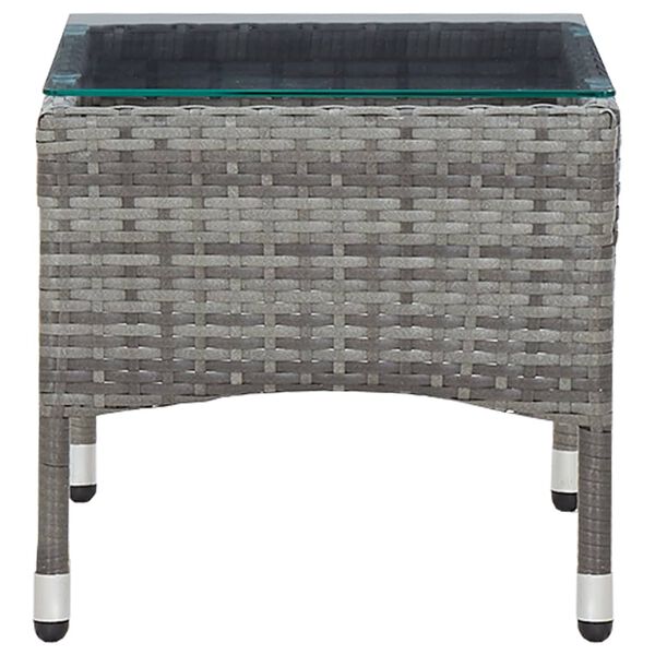 vidaXL طاولة قهوة رمادي 60×40×36 سم بولي روطان