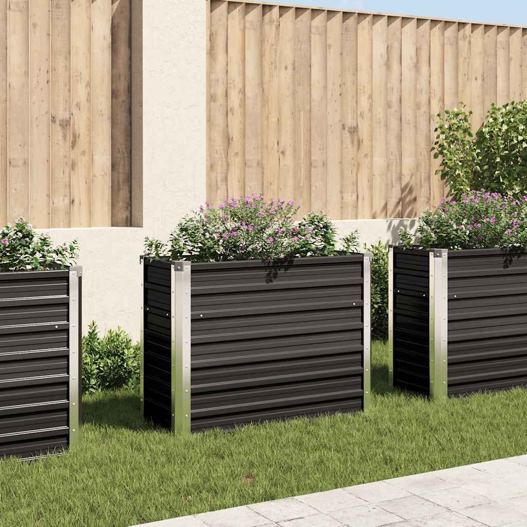 vidaXL حوض حديقة مرتفع أنثراسيت 100×40×77 سم فولاذ مجلفن