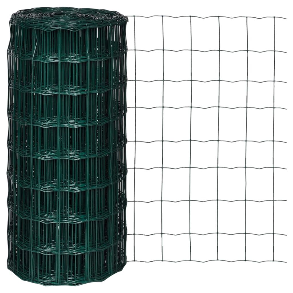 vidaXL سياج يورو فولاذ 0,8x10 متر أخضر