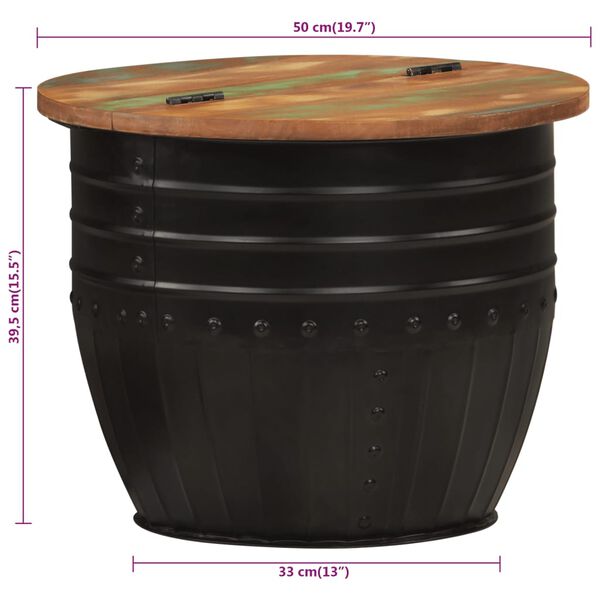 vidaXL طاولة قهوة أسود 50×39.5 سم خشب مستصلح صلب