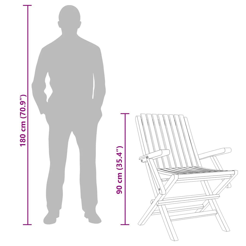 vidaXL كراسي حديقة قابلة للطي 8 ق 61x67x90 سم خشب ساج صلب