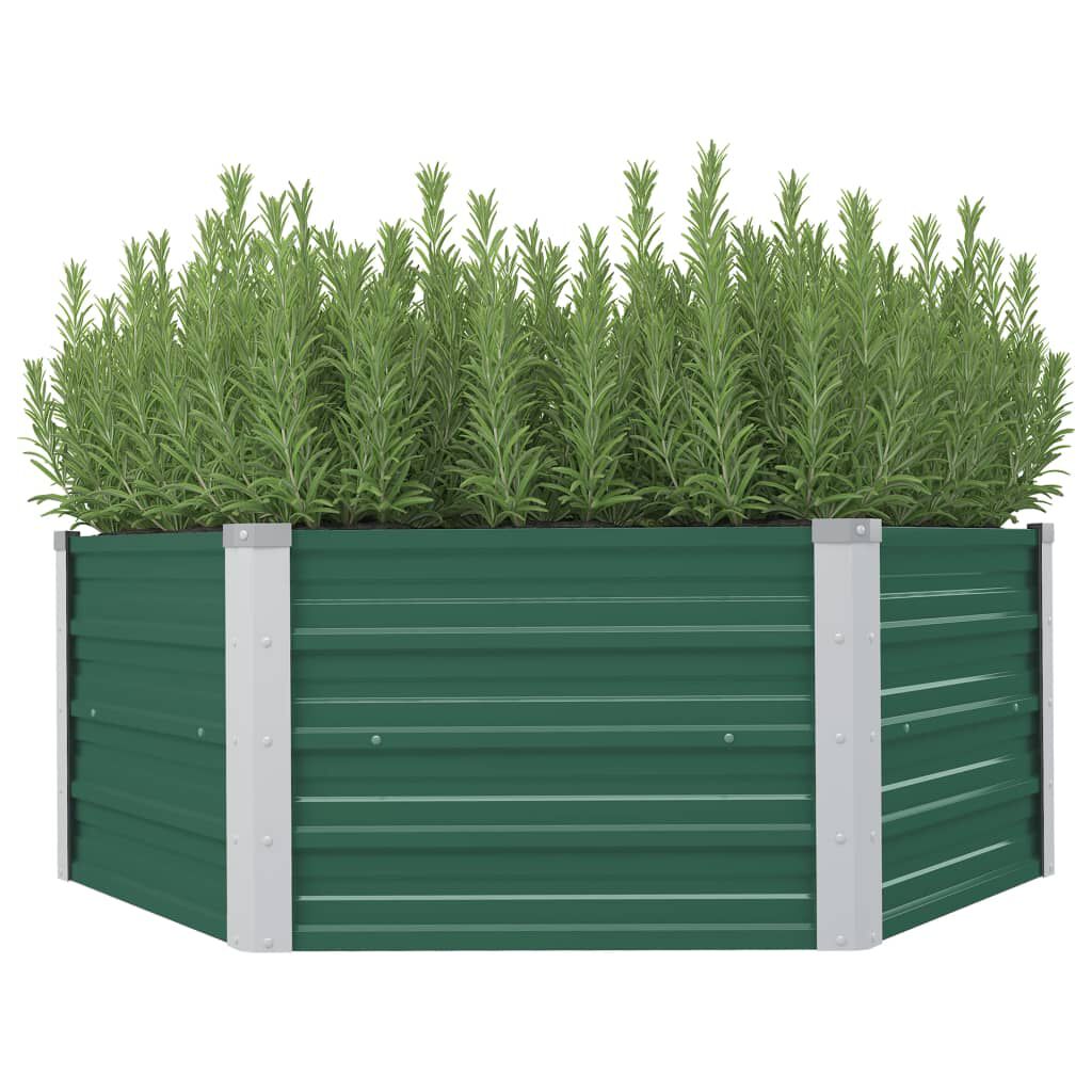 vidaXL حوض حديقة مرتفع 129×129×46 سم فولاذ مجلفن أخضر