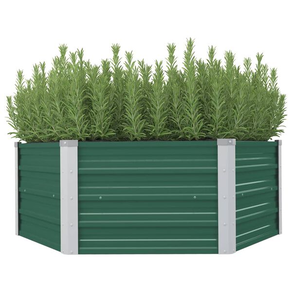 vidaXL حوض حديقة مرتفع 129×129×46 سم فولاذ مجلفن أخضر