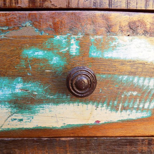 vidaXL طاولة قهوة ذات حافة منحنية ودرج واحد خشب مستصلح