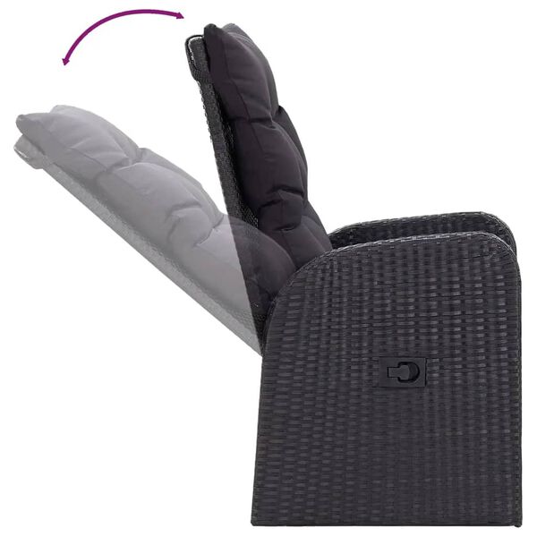 vidaXL عدد 9 قطع طقم سفرة حديقة مع وسائد أسود