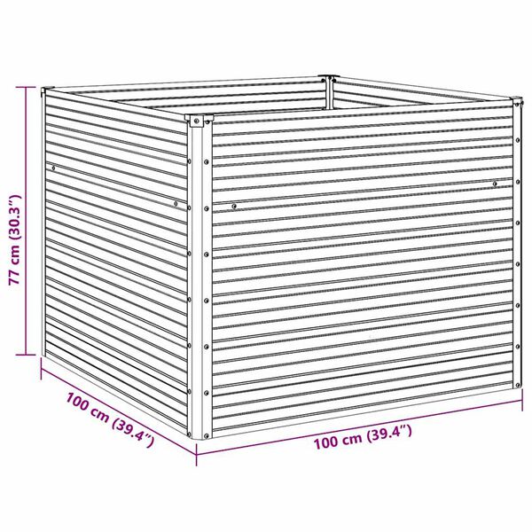 vidaXL حوض حديقة مرتفع 100×100×77 سم فولاذ مجلفن أخضر
