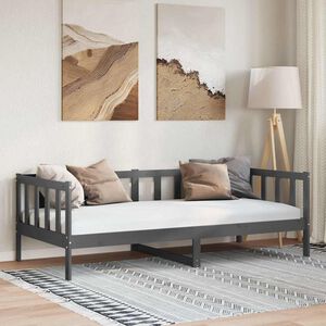 vidaXL سرير نهاري رمادي خشب صنوبر صلب 90&times;200 سم