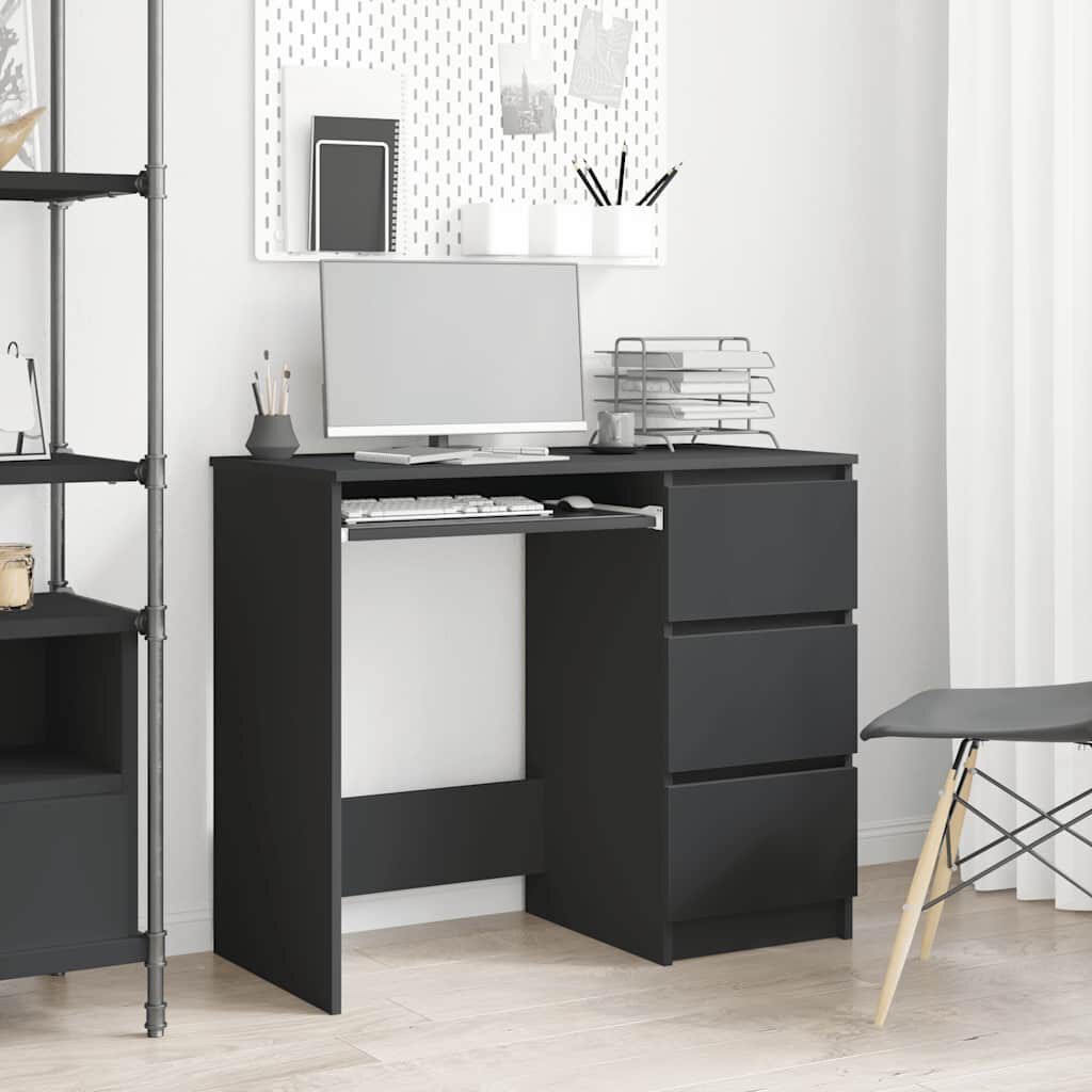 vidaXL مكتب لون أسود 90×45×76 سم خشب صناعي