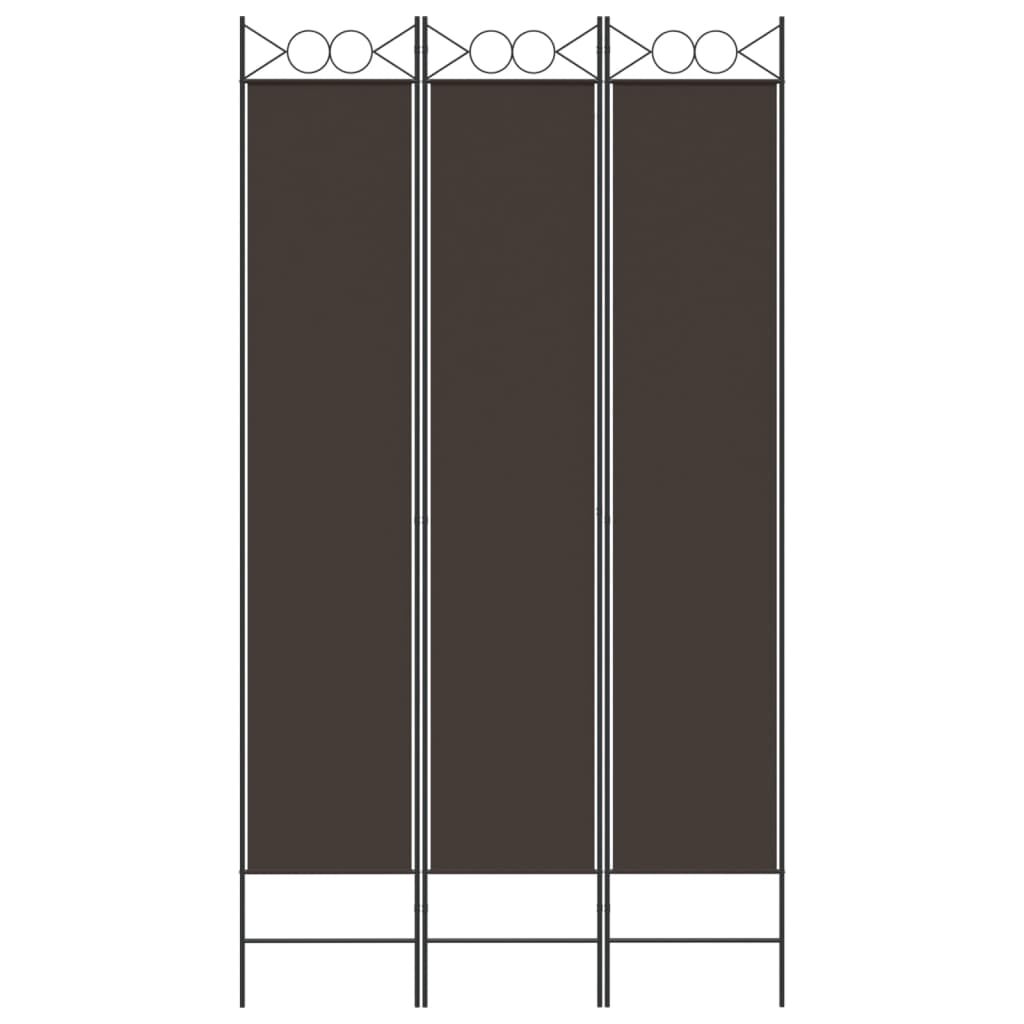 vidaXL مقسم غرفة 3-ألواح بني 120×220 سم قماش