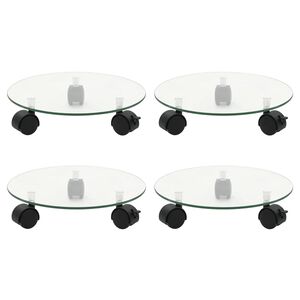 vidaXL حامل نباتات 4 قطع 28 سم زجاج مقسى دائري