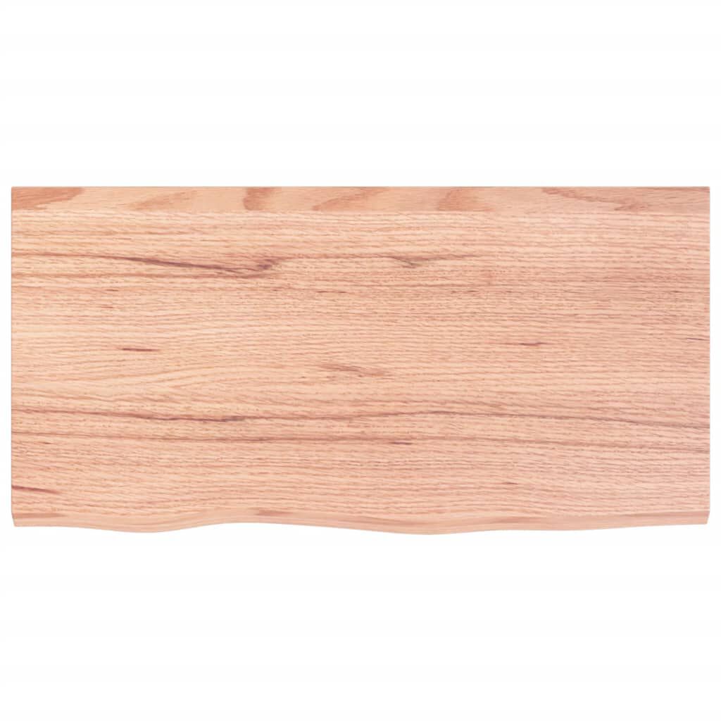 vidaXL سطح طاولة كاونتر حمام لون بني فاتح 2x40x80 سم خشب صلب معالج