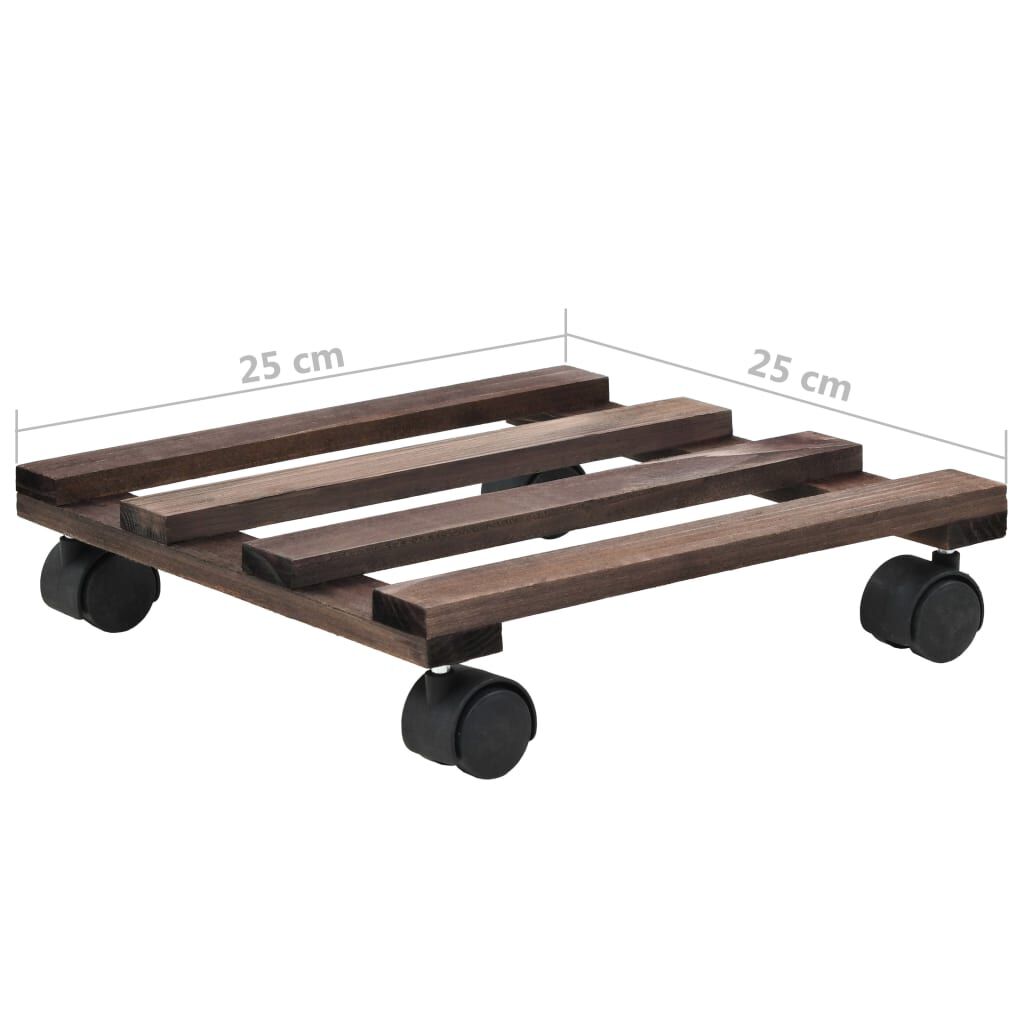 vidaXL حامل نباتات بعجلات 4 ق خشب أرز 25×25 سم