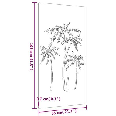 vidaXL ديكور حائط حديقة 55x105 سم فولاذ كورتن تصميم نخل