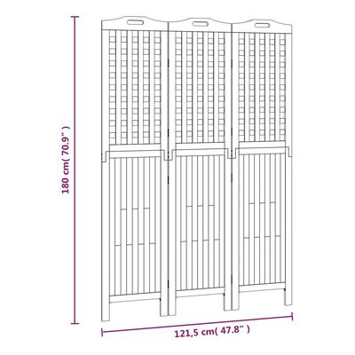 vidaXL مقسم غرفة 3-ألواح 121.5×2×180 سم خشب أكاسيا صلب